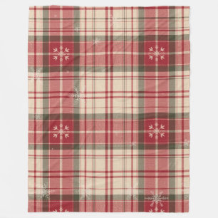 Classic Red & Evergreen Tartan Fleece Blanket