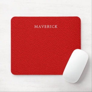 Classic Red Felt Look Personalised Name Mouse Pad