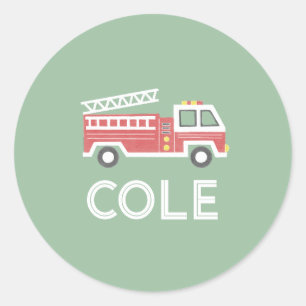 Classic Red Firetruck Custom Firefighter Label