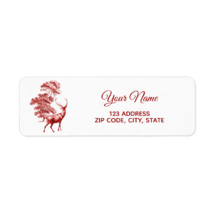 Classic Red French Toile Deer in Forest