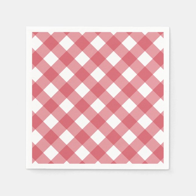Classic Red Gingham BBQ Summer Party Napkins (Front)