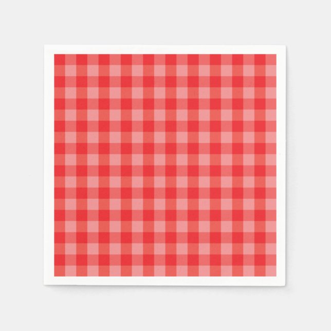 Classic red Gingham check Paper Napkin (Front)