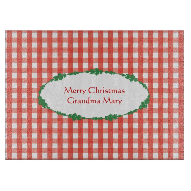 Classic Red Gingham Check Pattern Cutting Board (Front)