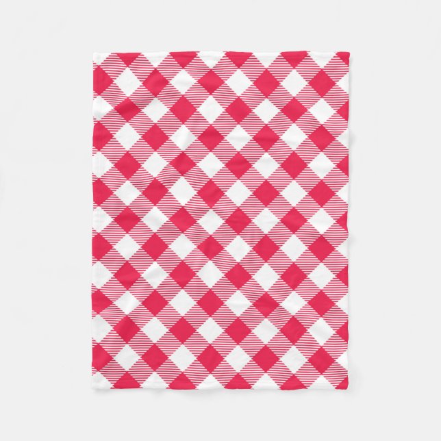 Classic Red Gingham Country Pattern Fleece Blanket (Front)
