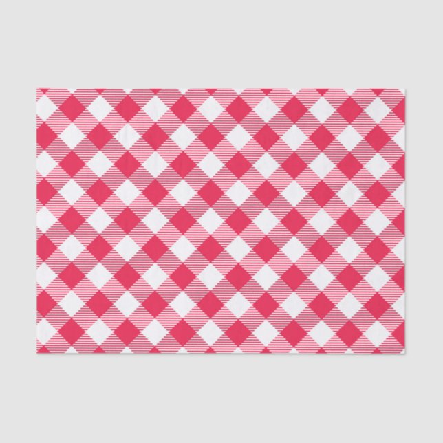 Classic Red Gingham Country Pattern Tissue Paper (Front)