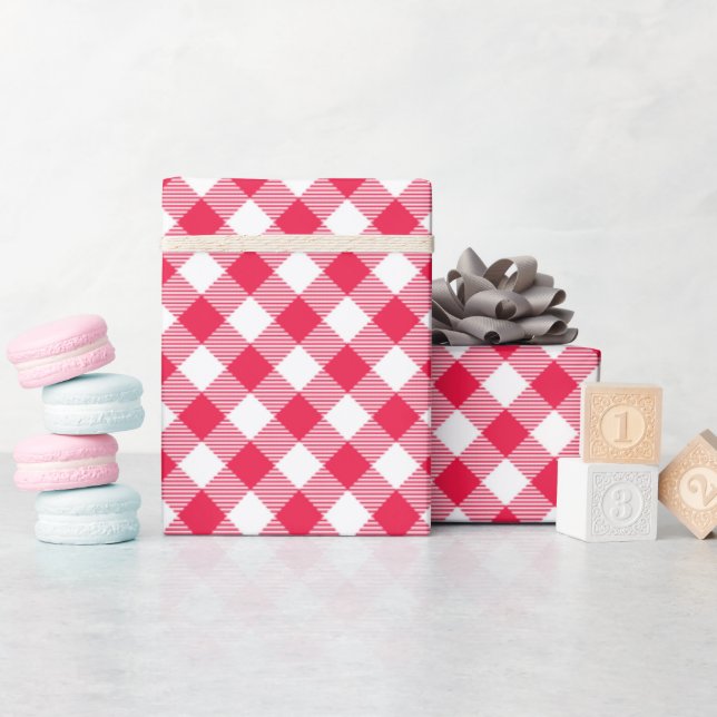 Classic Red Gingham Country Pattern Wrapping Paper (Baby Shower)