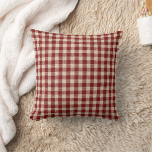 Classic Red Gingham Vintage Woven Checks Cushion