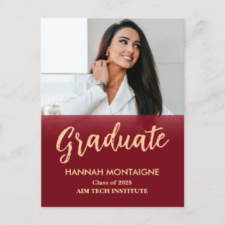Classic Red Graduation Invitation Postcard