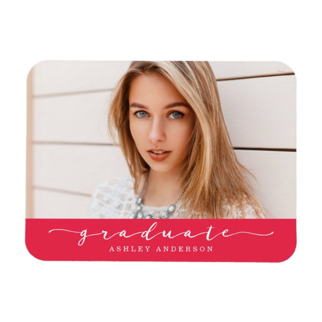 Classic Red Graduation Photo Magnet (Horizontal)