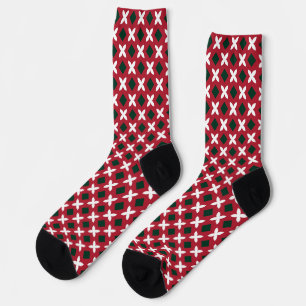 Classic Red Green and White Christmas Pattern Socks