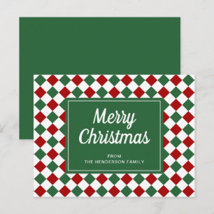 Classic Red Green Checks Pattern Christmas Postcard