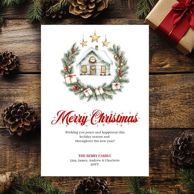 Classic Red Green Holiday Scene Greeting Card (Classic Red Green Holiday Scene Greeting Card)