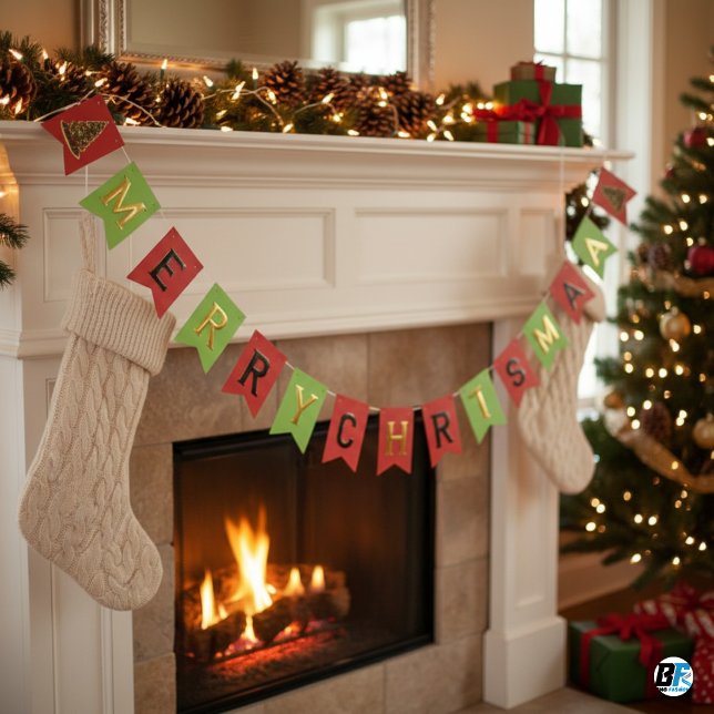 Classic Red & Green MERRY CHRISTMAS Bunting (Creator Uploaded)