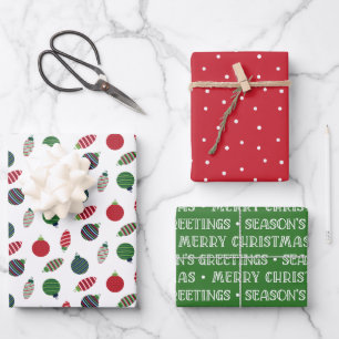 Classic Red & Green Modern Christmas Wrapping Paper Sheet