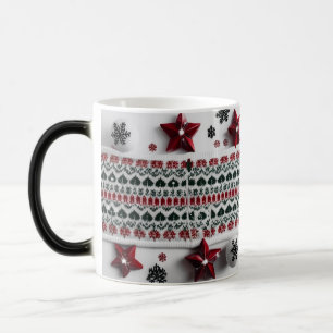 Classic Red & Green Nordic Knit Pattern  Magic Mug