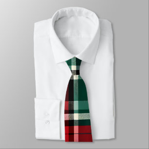 Classic Red Green Plaid Formal Neck Tie