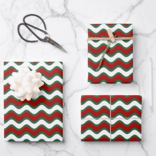 Classic Red Green Stripes Christmas Wrapping Paper Sheet