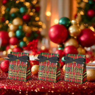 Classic Red & Green Tartan “Merry Christmas” Favor Favour Box