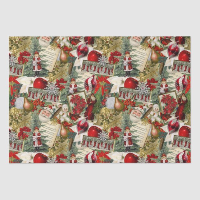 Classic Red & Green Victorian Christmas  Tissue Paper (Front)