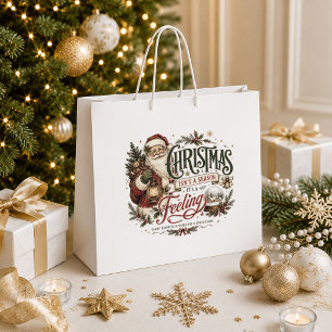 Classic Red Green Vintage Christmas Gift Bag Style