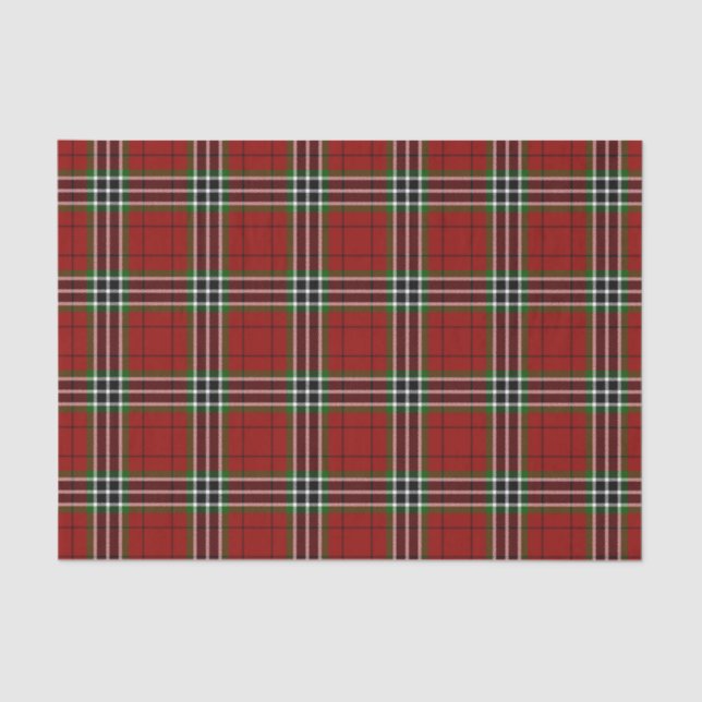 Classic red green white Christmas plaid pattern Tissue Paper (Front)