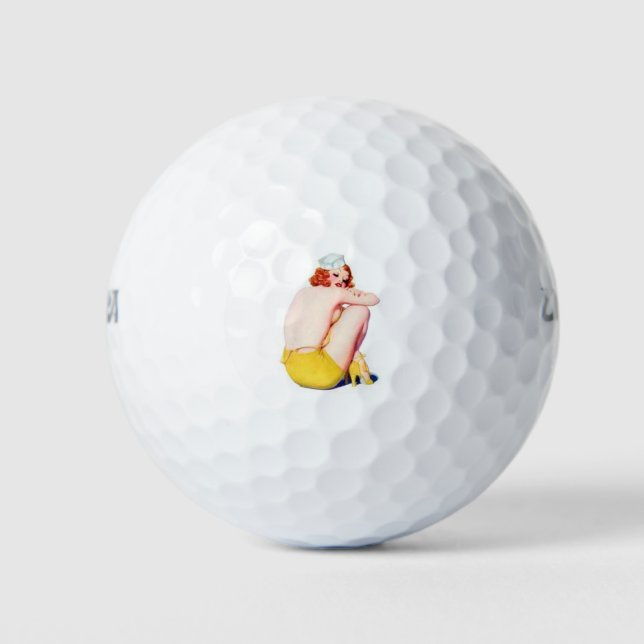 Classic Red Head PinUp Golf Balls (Front)
