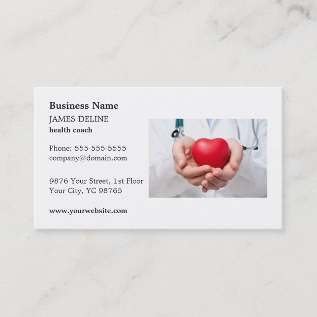 Classic Red Heart Health Coach Business Card (Front)
