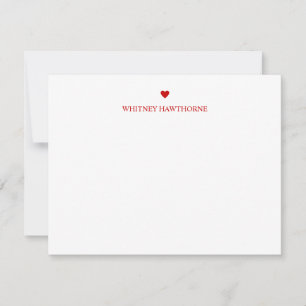 Classic Red Heart Stationery Love Simple Minimal Card