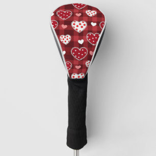 Classic Red Heart Valentine with Doodle Style Golf Head Cover