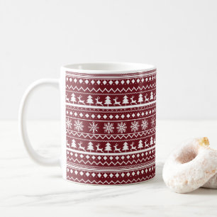 Classic Red Holiday Christmas Sweater Pattern Coffee Mug