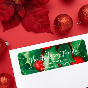 Classic Red Holly Berry & Winter Greenery Address