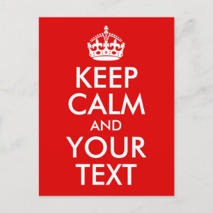 Classic Red Keep Calm and Your Text Announcement Postcard