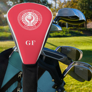 Classic Red Laurel Wreath Custom Name Monogram Golf Head Cover