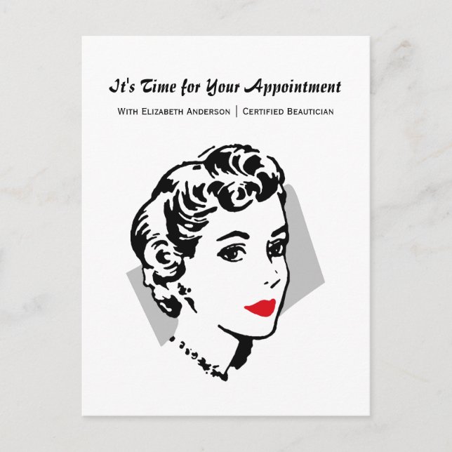 Classic Red Lips Woman Salon Appointment Reminder Postcard (Front)