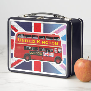 Classic Red London Double-Decker Bus Metal Lunch Box