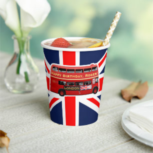 Classic Red London Double-Decker Bus Paper Cups