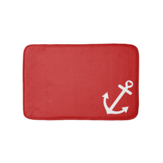 Classic Red Love Anchor Nautical Bath Mat