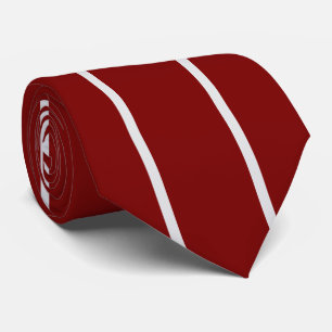 Classic Red Maroon White Striped  Neck Tie 