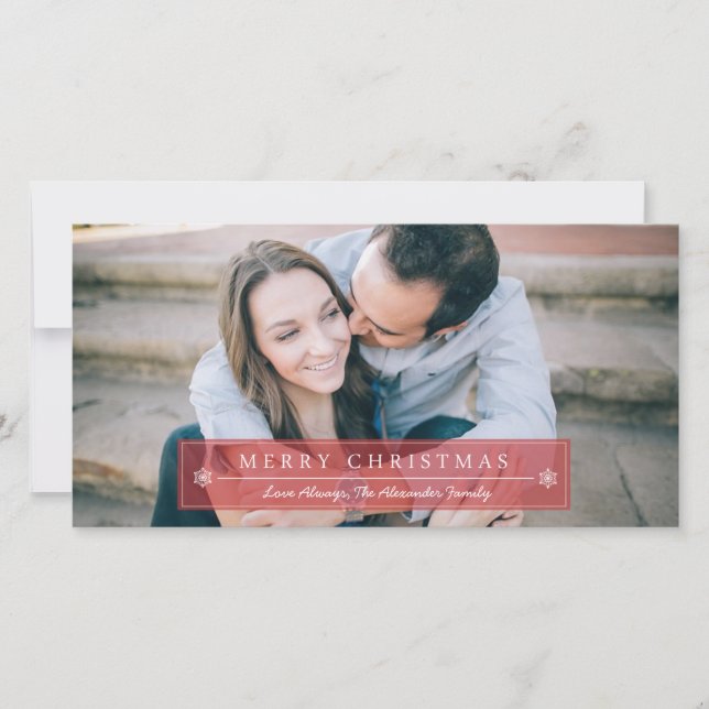 Classic Red Merry Christmas Holiday Card (Front)