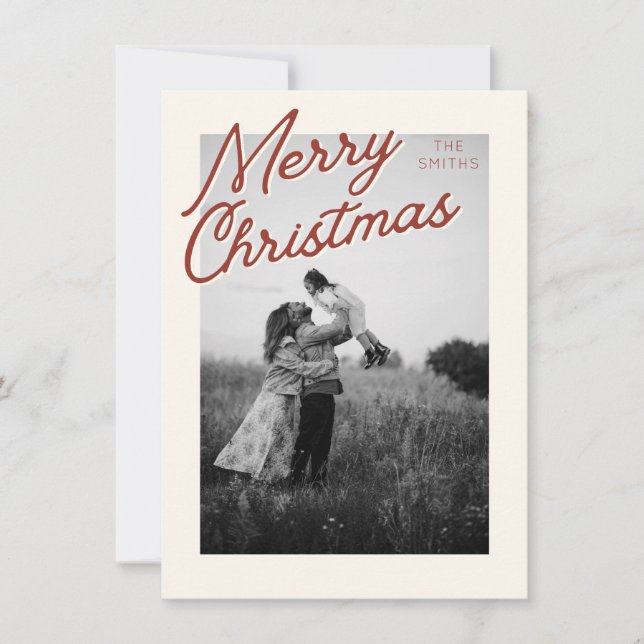 Classic Red Merry Christmas Photo Card (Front)