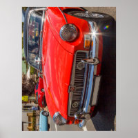 Classic red MGB roadster sports car