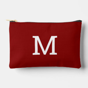 Classic Red Monogram Initial Accessory Makeup Bag