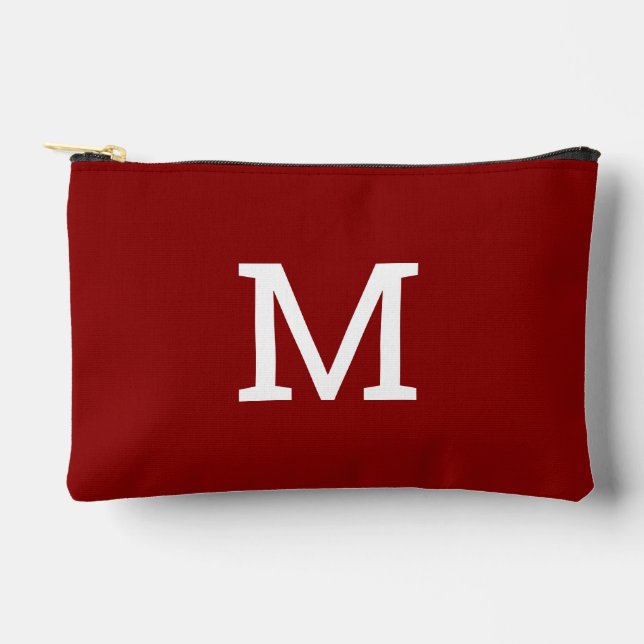 Classic Red Monogram Initial Accessory Makeup Bag (Front)