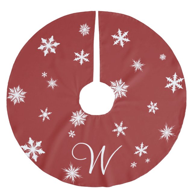 Classic Red Monogram Tree Skirt (Front)