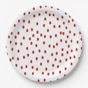 Classic Red on White Polka Dots Paper Plate
