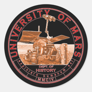 Classic Red Orange Logo Mars University Round Sticker