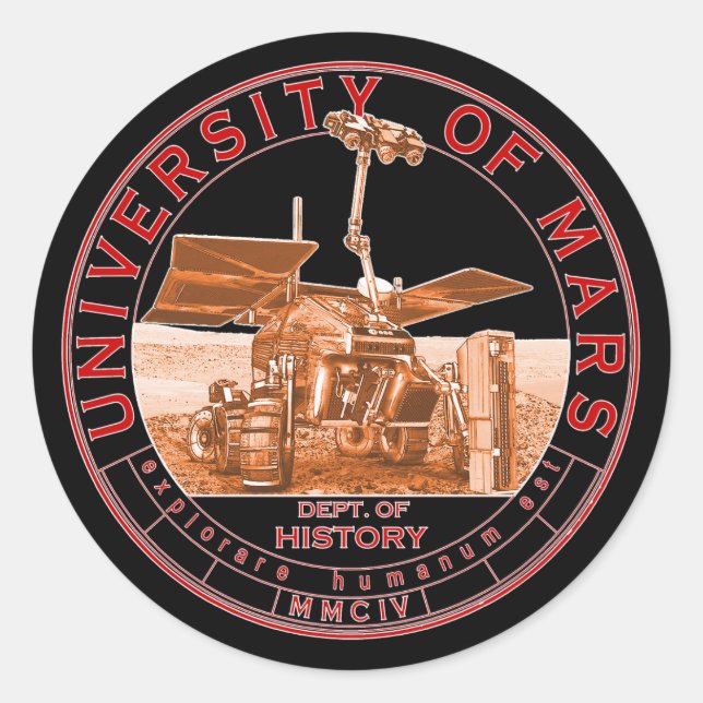 Classic Red Orange Logo Mars University Round Sticker (Front)