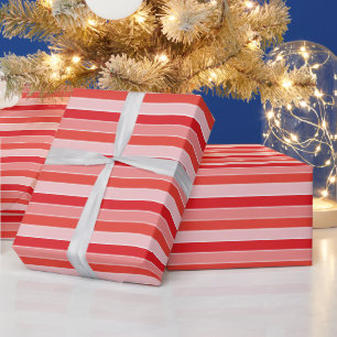 Classic Red Orange Pajama Stripes Pattern Wrapping Paper