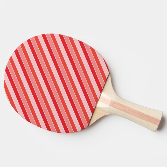 Classic Red Orange Regimental Stripes Pattern Ping Pong Paddle (Side)