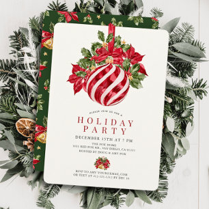 Classic Red Ornament Christmas Holiday Party Invitation